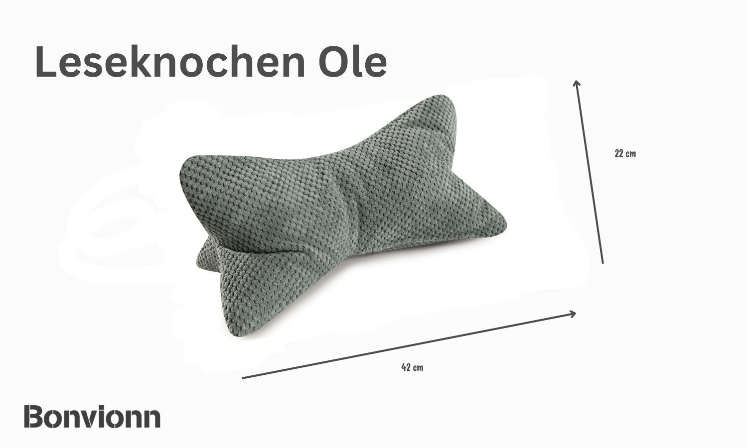 Bonvionn Dekokissen Leseknochen Ole ergonomische Form, flexible Stütze für Bücher, E-Books oder Tablets