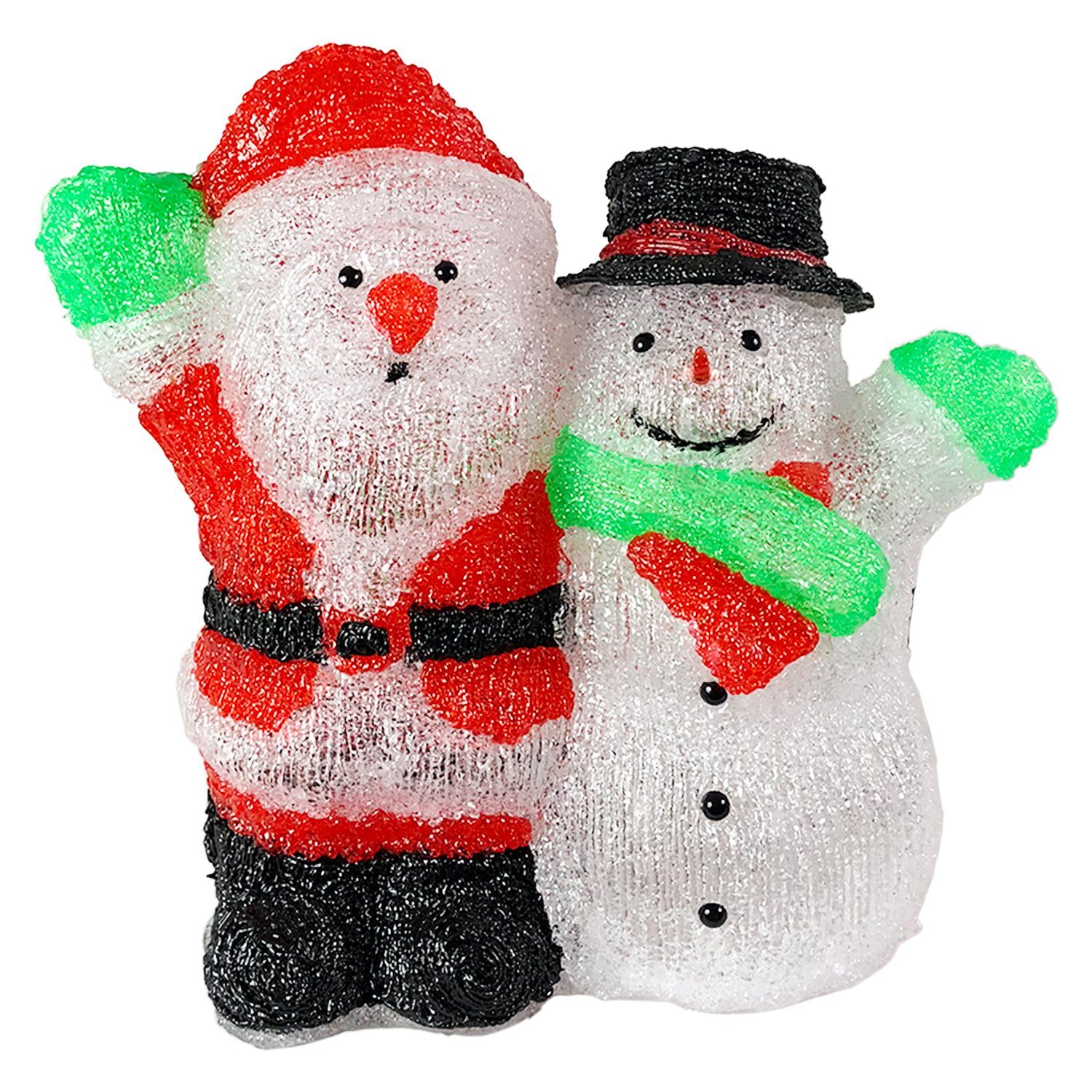 Mojawo Lichtervorhang Acryl Weihnachtsmann + Schneemann 90 LEDs kaltweiß Außenbeleuchtung