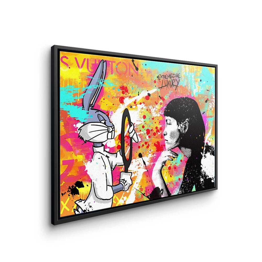 Leinwandbild, Bunny DOTCOMCANVAS® Leinwandbild bunny Rahmen orange Comic Bugs schwarzer Pop Art beauty