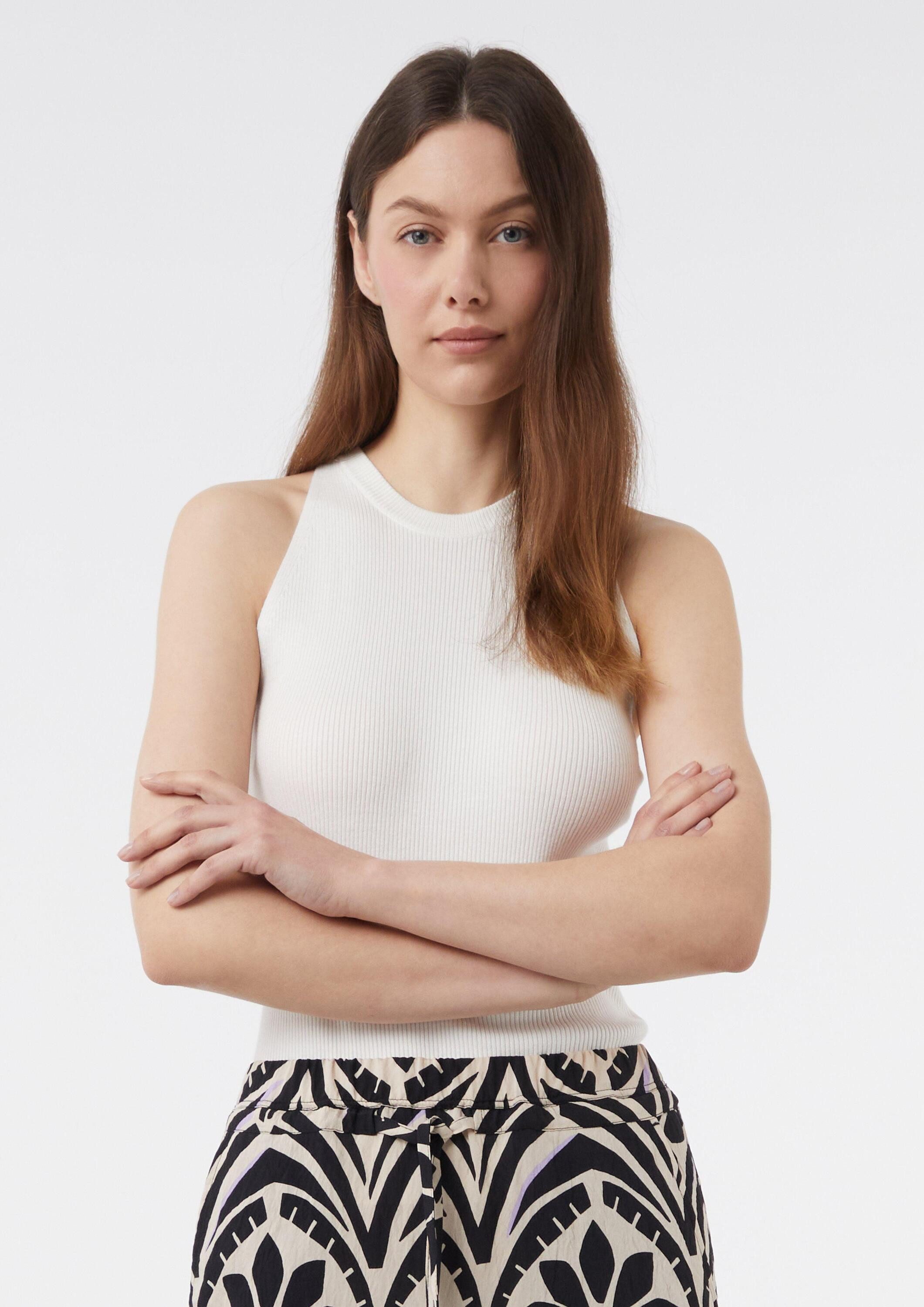 comma Muskelshirt Strickpullunder Geripptes Feinstrickshirt mit amerikanisc günstig online kaufen