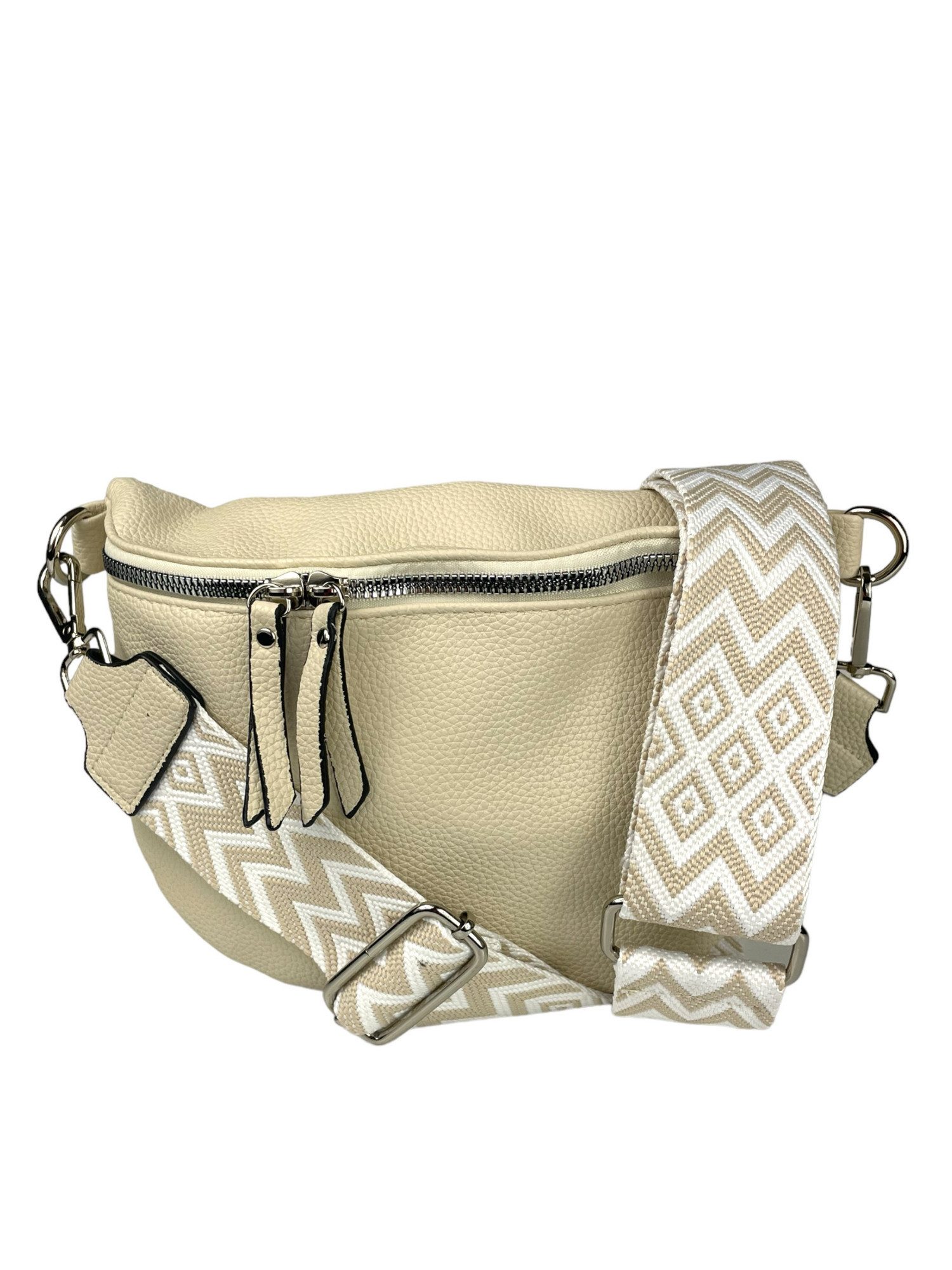 Taschen4life Umhängetasche moderne Bauchtasche Brusttasche Gürteltasche, CrossBody Bag, Bodybag Schultertasche, breiter Muster Stoffgurt/Umhängeband