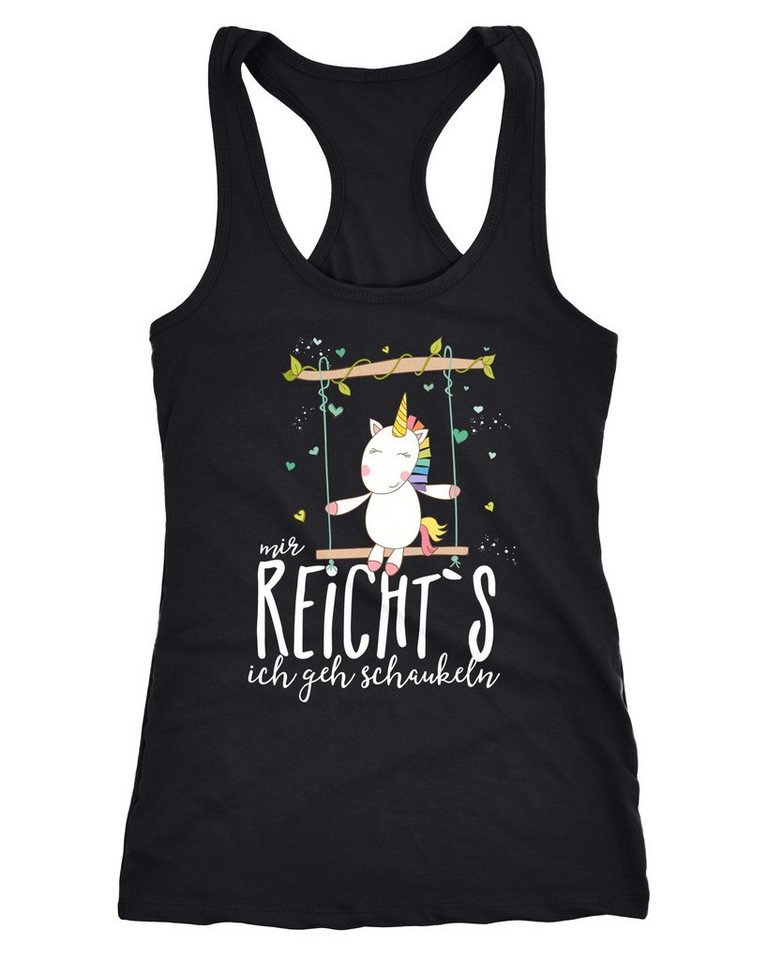 MoonWorks Tanktop Damen Tanktop Einhorn Unicorn Mir reichts ich geh schaukeln Sprüche Spruch Racerback Moonworks®