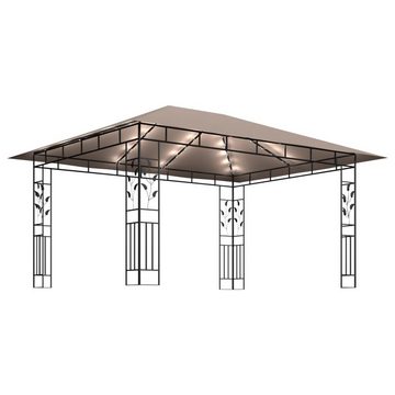 vidaXL Partyzelt Pavillon mit Moskitonetz & LED-Lichterkette 4x3x2,73 m Taupe