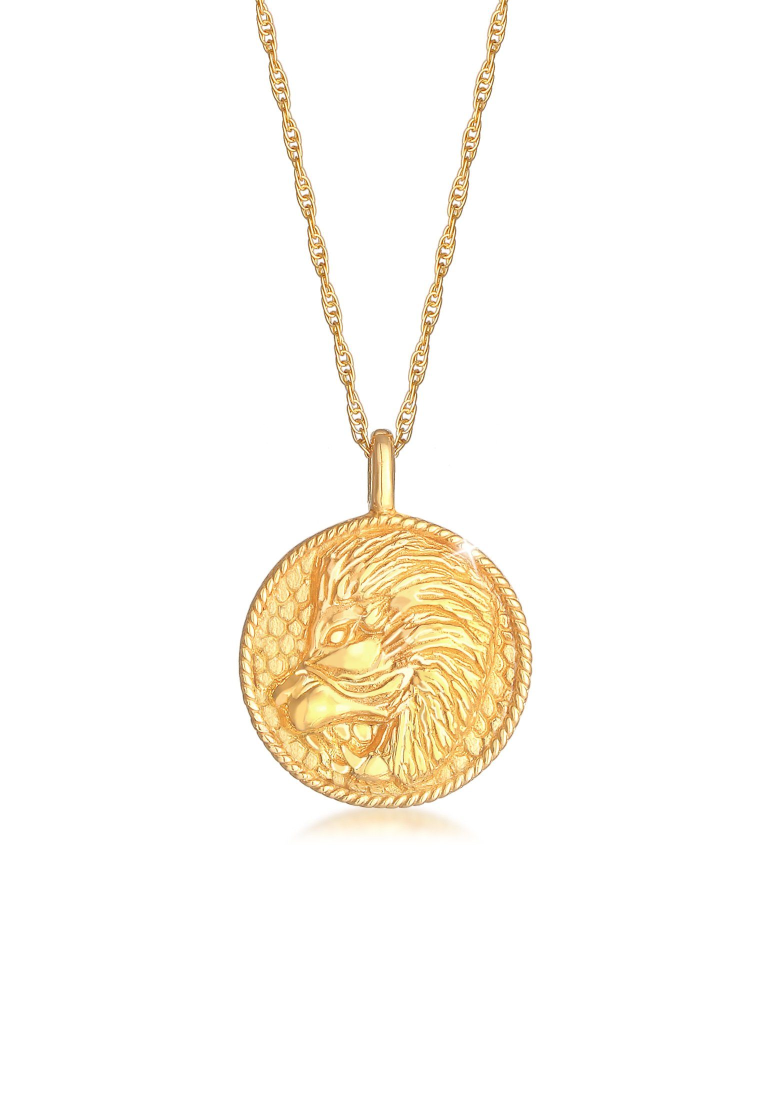 Kette mit Anhänger Sternzeichen Löwe Astro Münze Antik 925 Silber