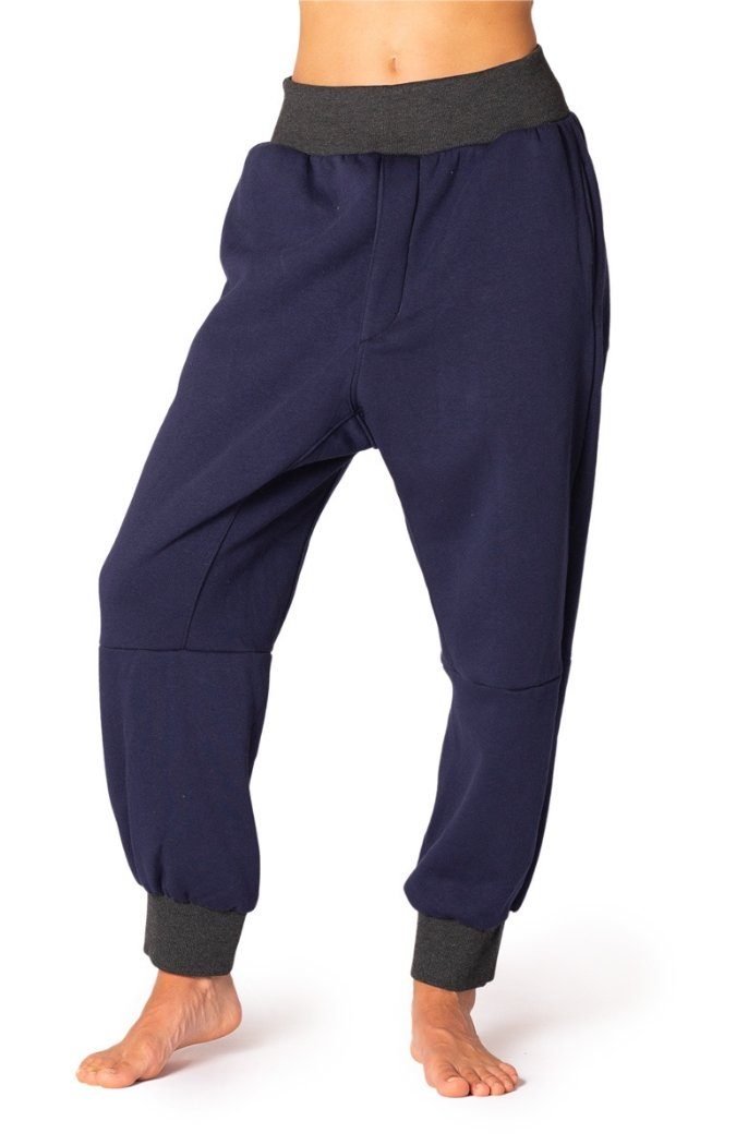 PANASIAM Wellnesshose Haremsjogger perfekte Chillhose für die kühleren Tage aus 100% Baumwolle Freizeithose im Aladin Style Unisex Haremshose navyblau