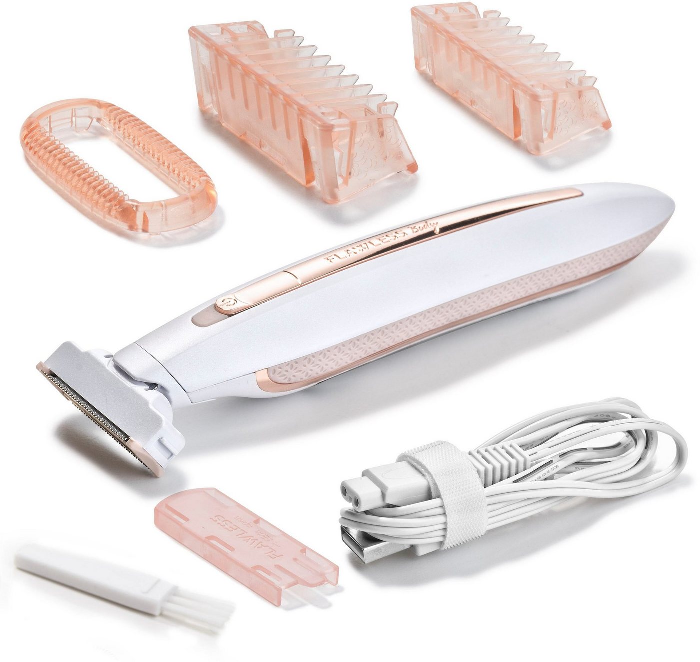 Genius Körper- und Bikinitrimmer Genius Körperrasierer Flawless Body, Aufsätze: 3, 8- teiliges Set, Rasieren Trockenrasieren Stylen Trimmen