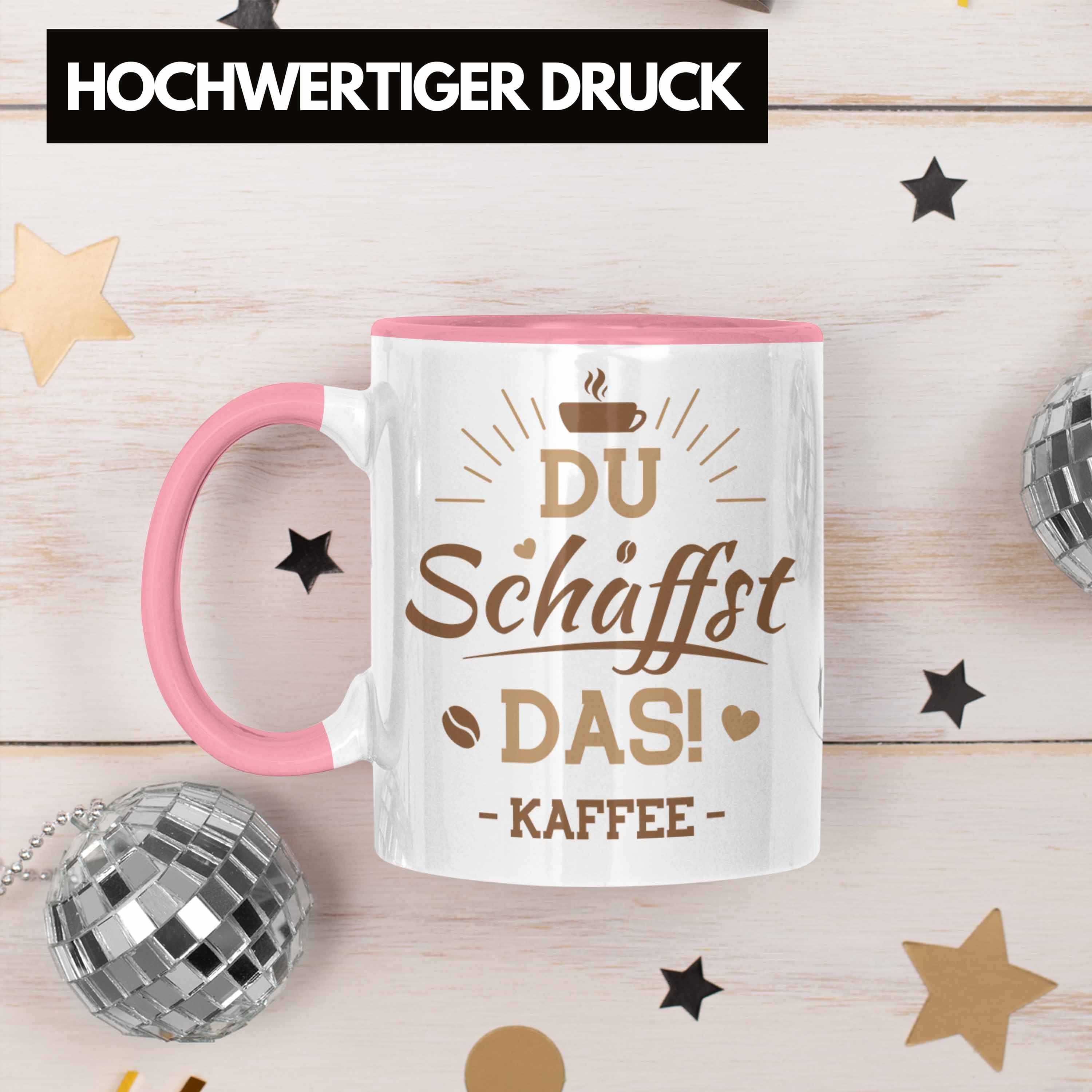 Trendation Tasse Trendation - Du Kaffeetrinker Arbeit Spruch für Rosa Schaffst Büro Kaffee das Lustiger Kaffeeliebhaber Spruch Tasse