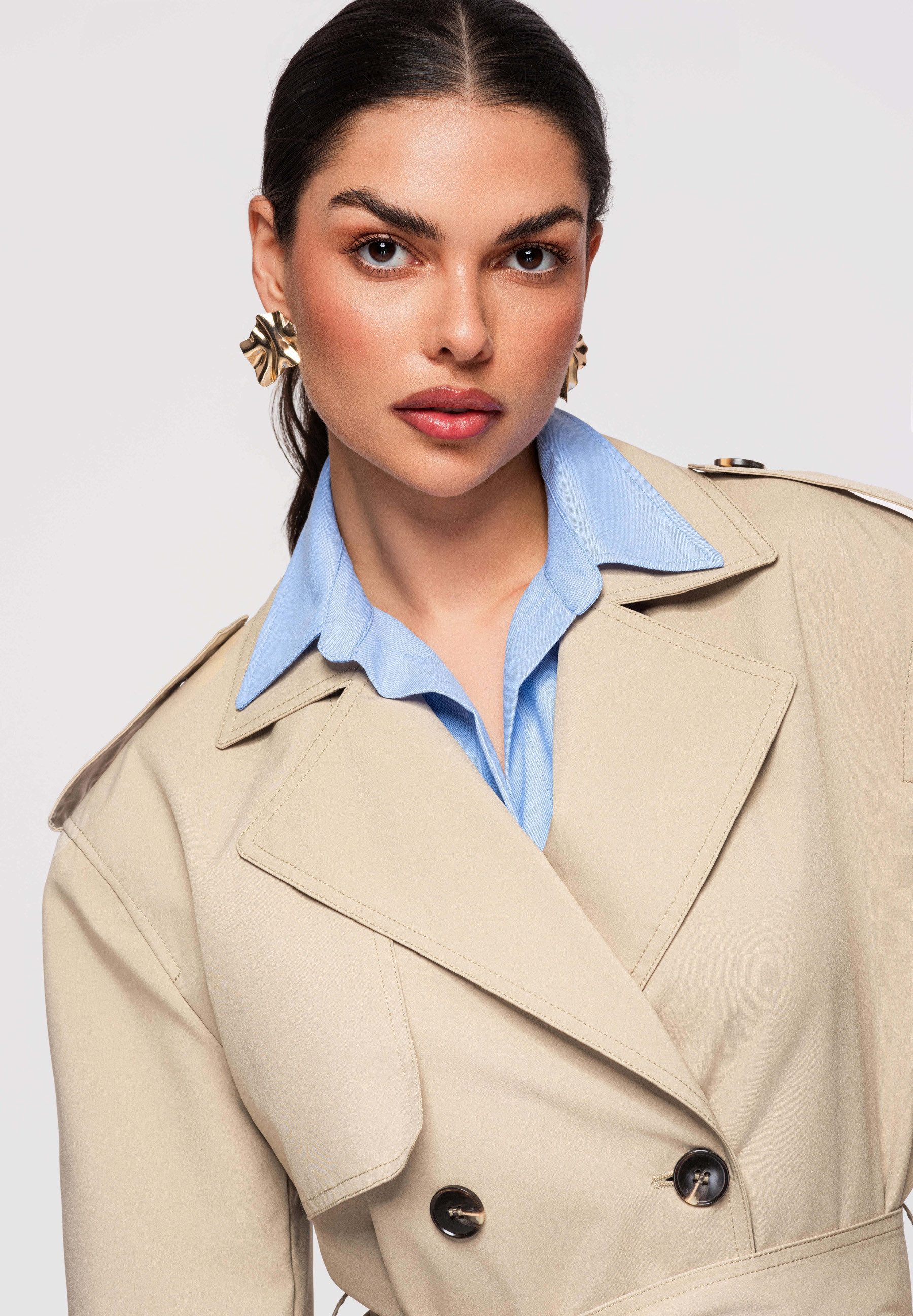 OMBRE Trenchcoat Knie­langer Übergangsmantel im klassischen Trenchcoat-Stil klassischer Trenchcoat-Schnitt