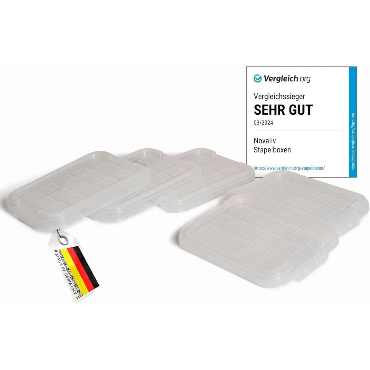 Novaliv Aufbewahrungsbox 30528-5 (5 St), Novaliv 5X Ersatzdeckel 2 Liter mit Clipverschluss 19x14 cm Transparen