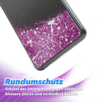 EAZY CASE Handyhülle Liquid Glittery Case für Samsung Galaxy M31s 6,5 Zoll, Bumper Case Back Cover Glitter Glossy Handyhülle Etui Violett Lila