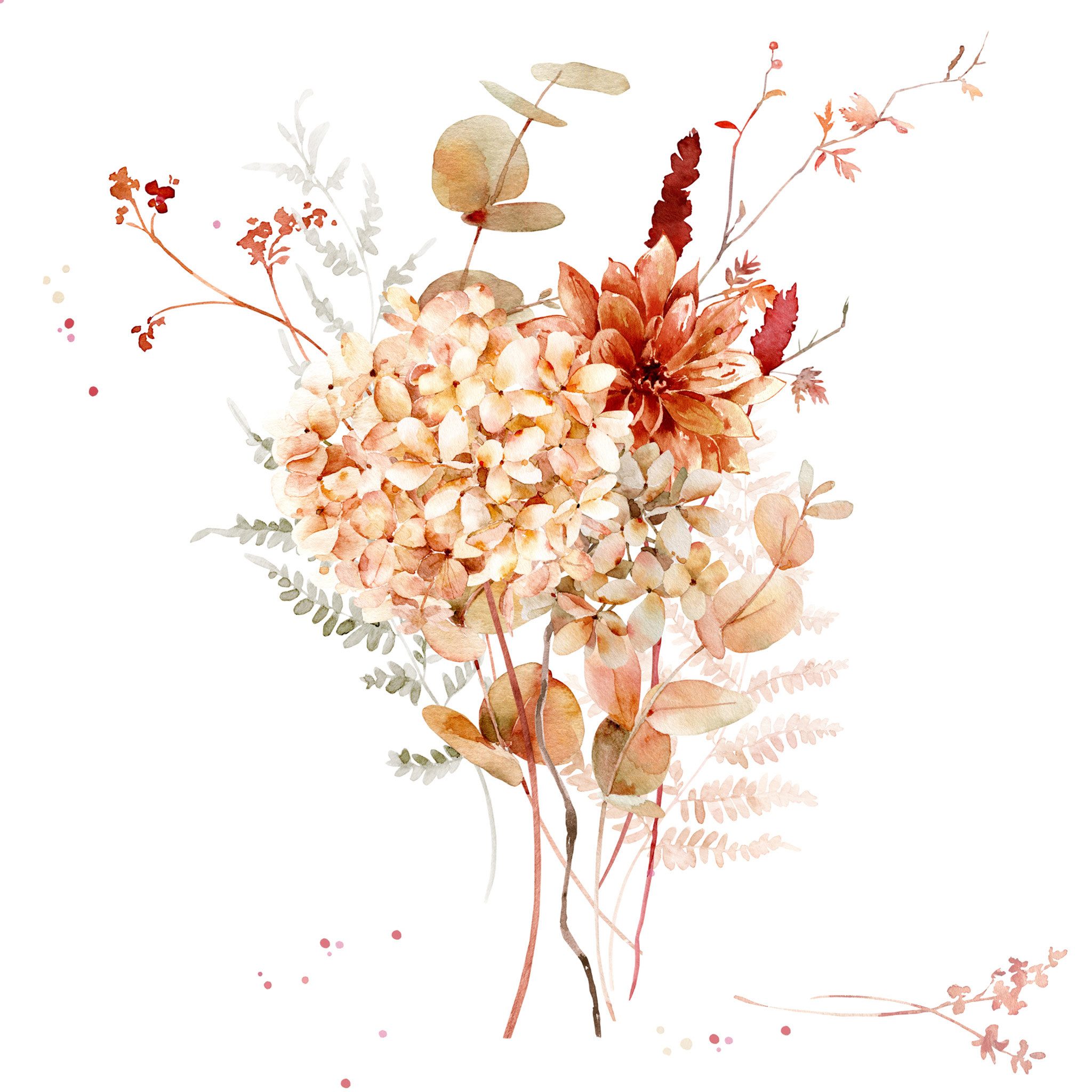 ti-flair Papierserviette, Servietten Papier 33x33cm 3-lag. mit Trockenblumen Motiv 20 Stück