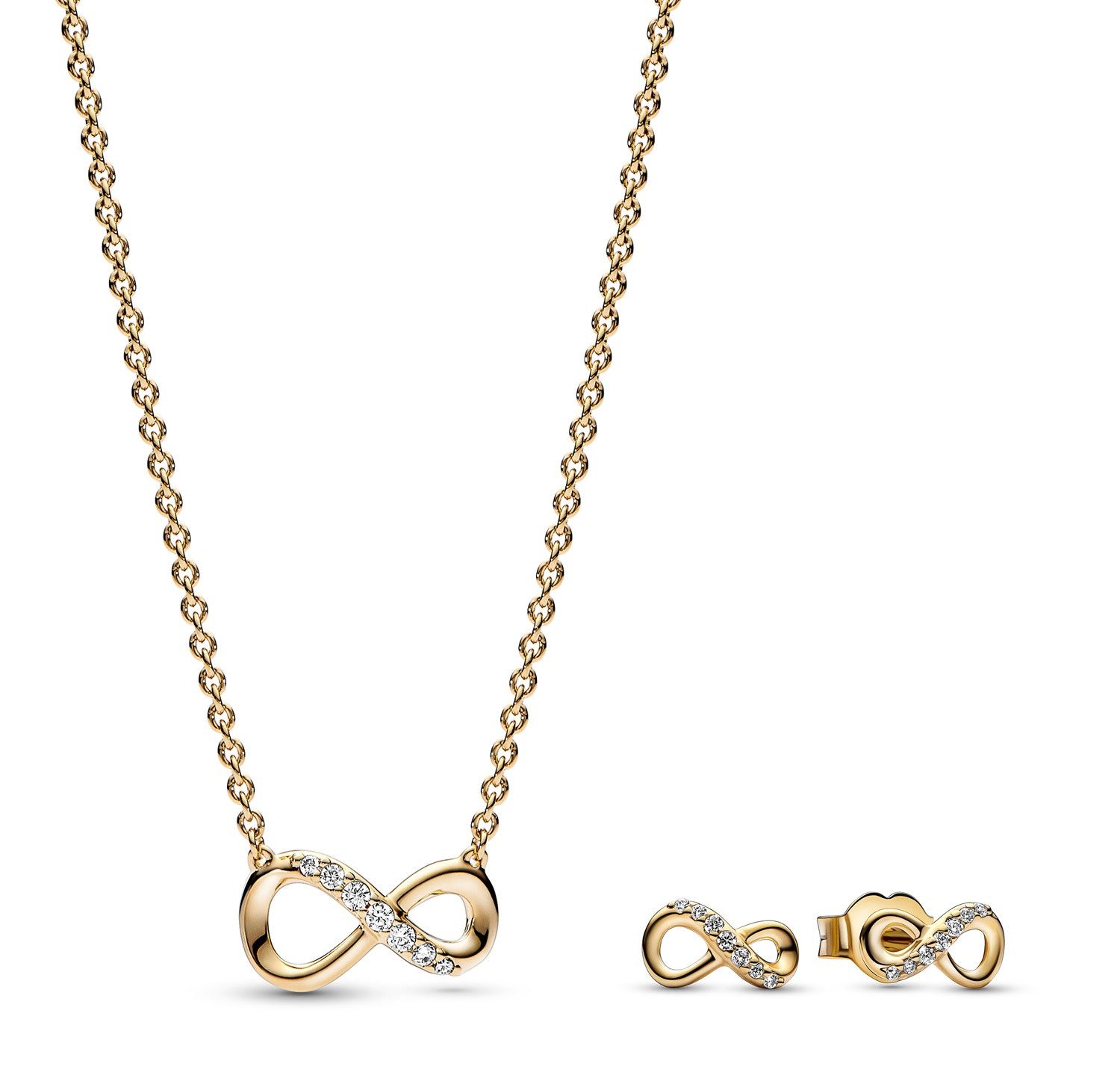 Pandora Kette mit Anhänger Schmuck-Set Funkelnde Unendlichkeit Goldfarben günstig online kaufen