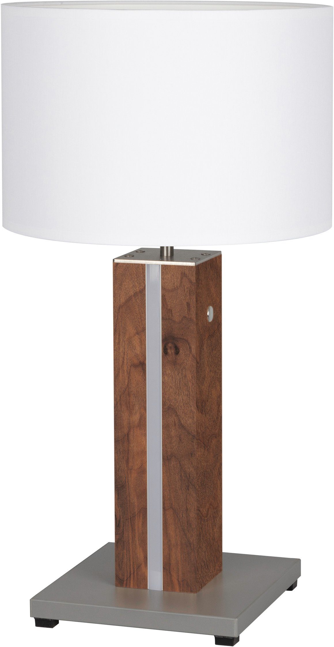 Brilliant Tischleuchte Magnus, Dimmfunktion, ohne Leuchtmittel, 55 cm Höhe,  Ø 35cm, LED-Dekolicht + E27, Holz/Textil, holz dunkel/weiß