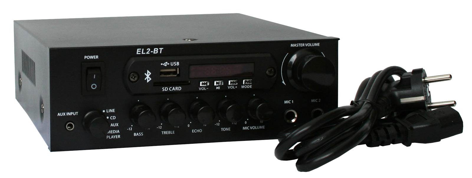 USB/SD, FM-Radio, 2, 25,00 (Anzahl Audioverstärker Bluetooth-Empfänger, Karaoke-fähig) Kanäle: Class-D, EL2-BT W, E-Lektron