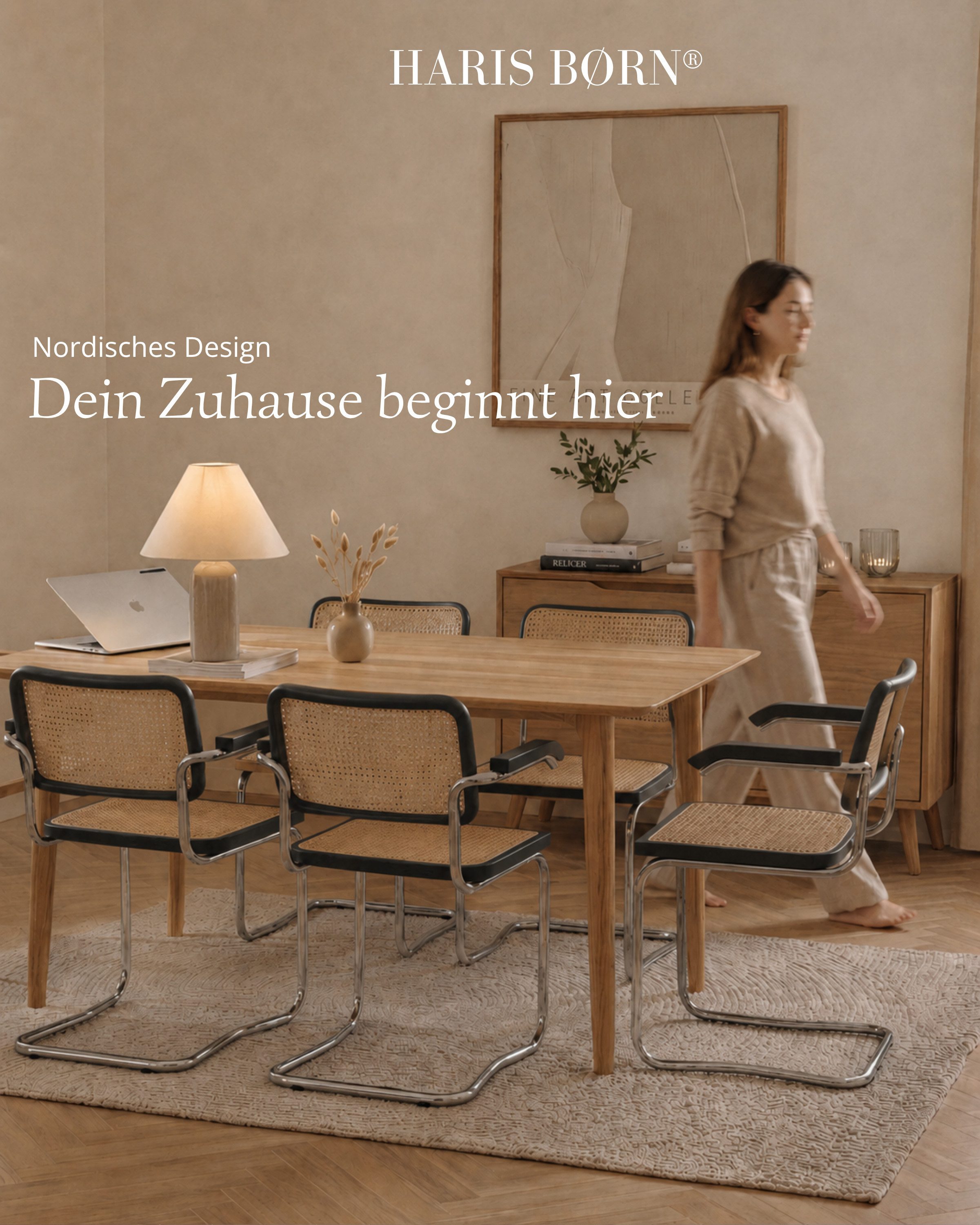 Haris Børn Freischwinger Wiener Geflecht - Handgefertigt in Italien - Premium Schwingstuhl (Set, 2 St), Hochwertige Freischwinger Stühle - Rattanstühle fürs Esszimmer