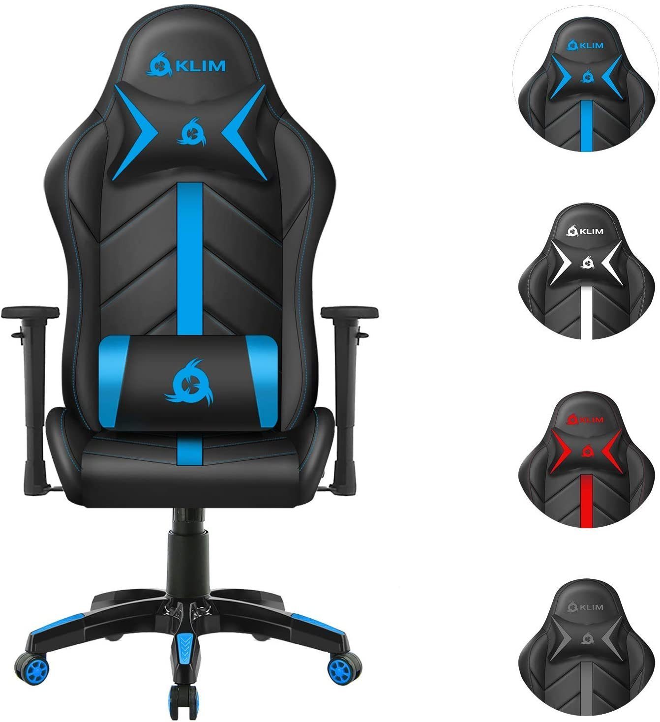 KLIM Gaming-Stuhl 1st Gaming Stuhl, Ergonomischer Sitzmöglichkeit, Hochwertige Qualität, Stylischer Stuhl fürs Gaming Blau