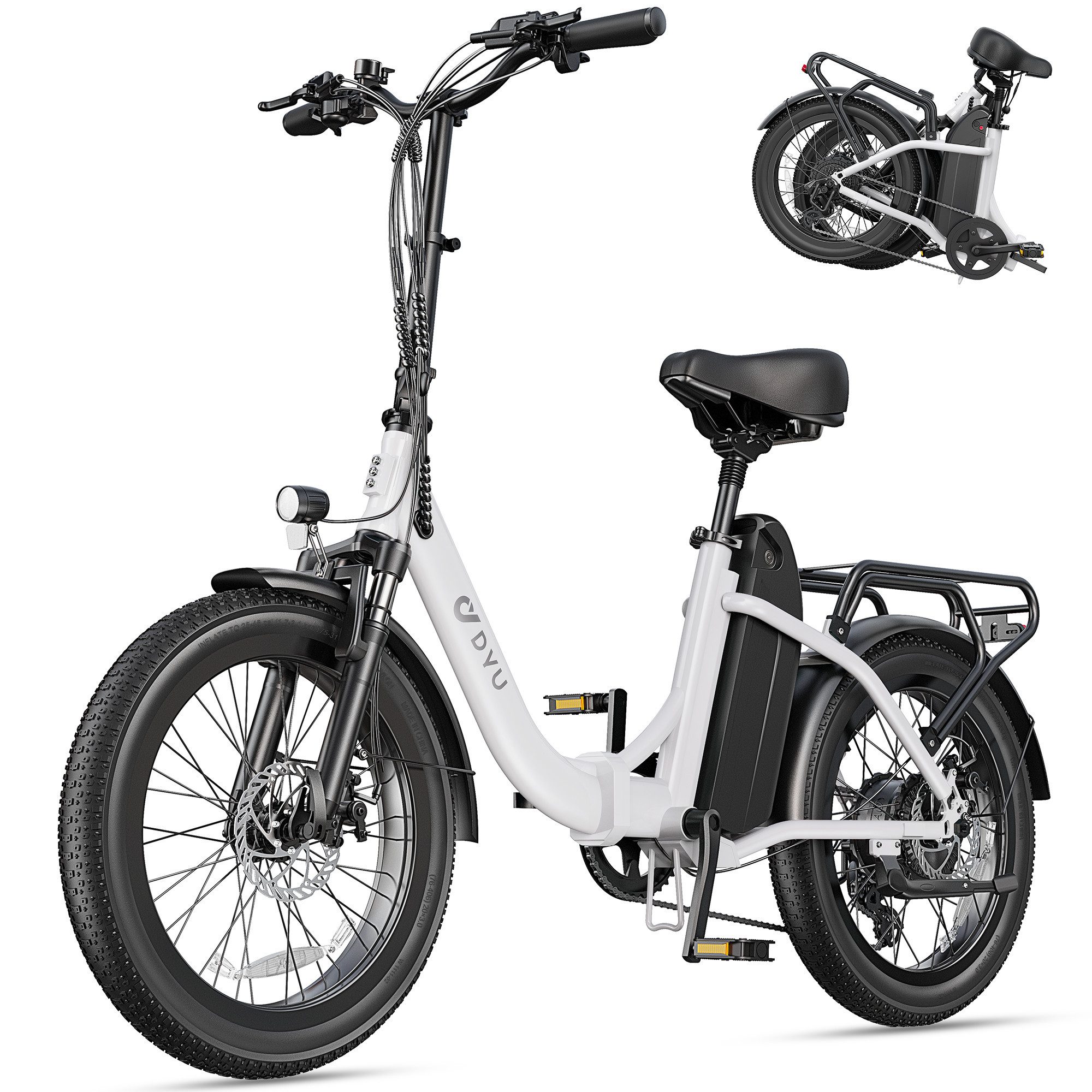 DYU E-Bike DYU C9 Klappbares E-Bike 20 Zoll, 250 W Motor, bis 25 km/h, 7 Gang, Heckmotor, 748,8 Wh