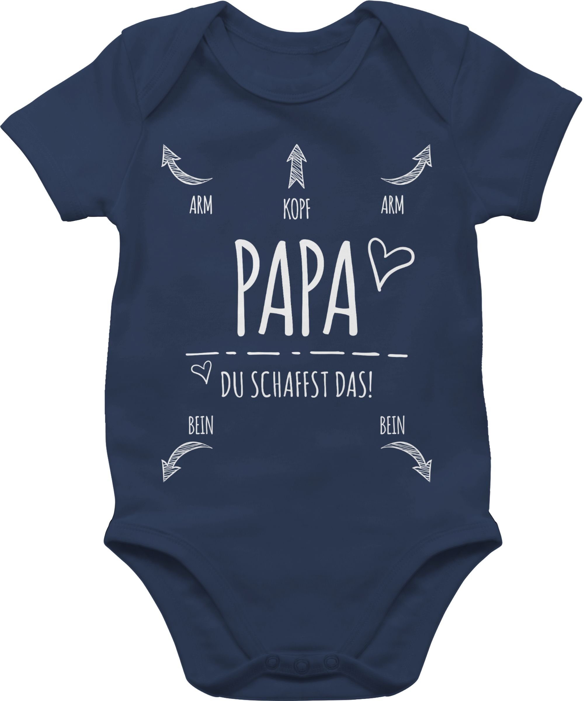 das Strampler Junge Papa Du Shirtbody & 1 Herz Blau Navy Baby Shirtracer Mädchen Schaffst