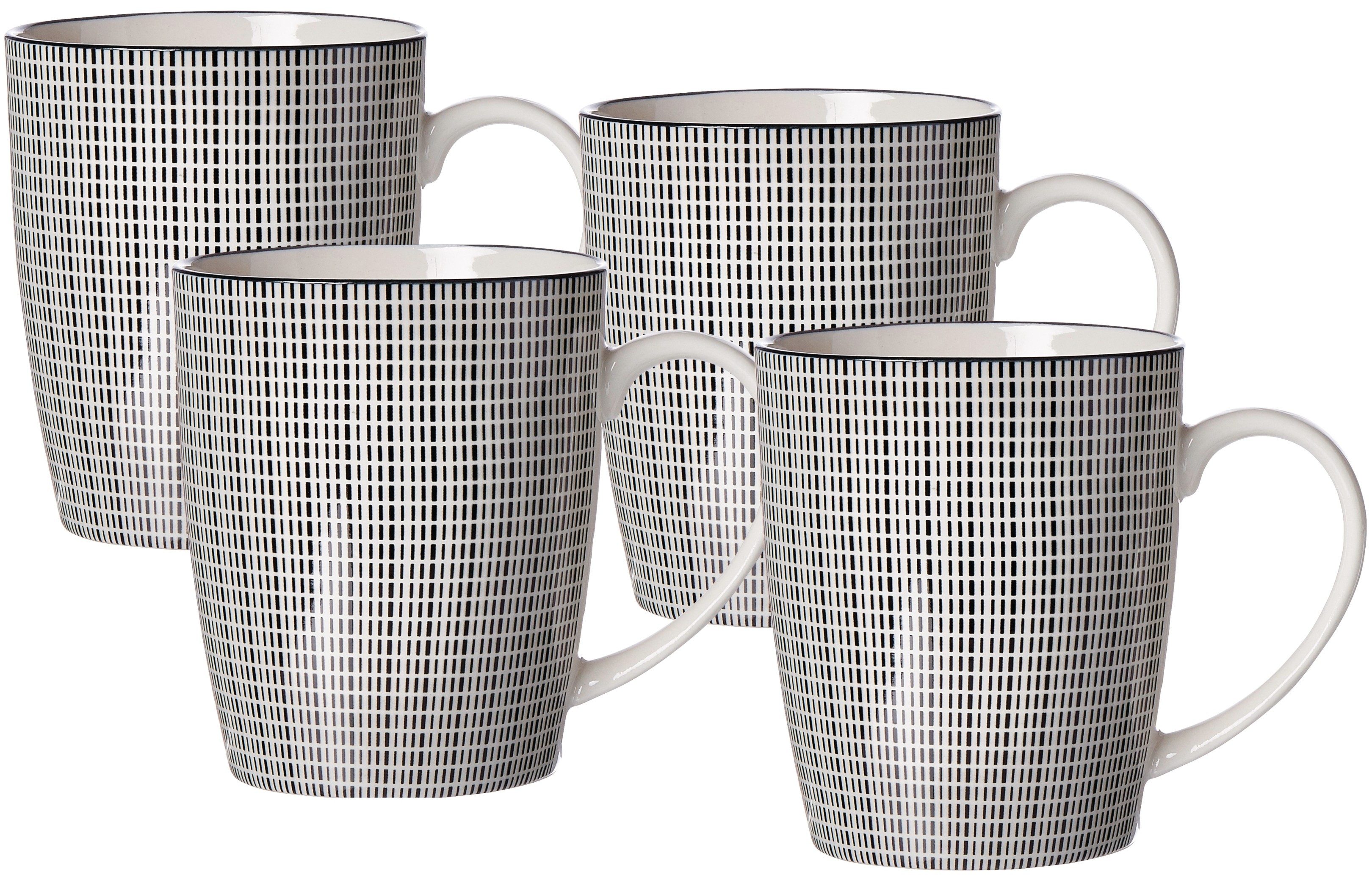 Ritzenhoff & Breker Becher Takeo Stripes, 4-tlg., Porzellan, Kaffeebecher, je 350 ml