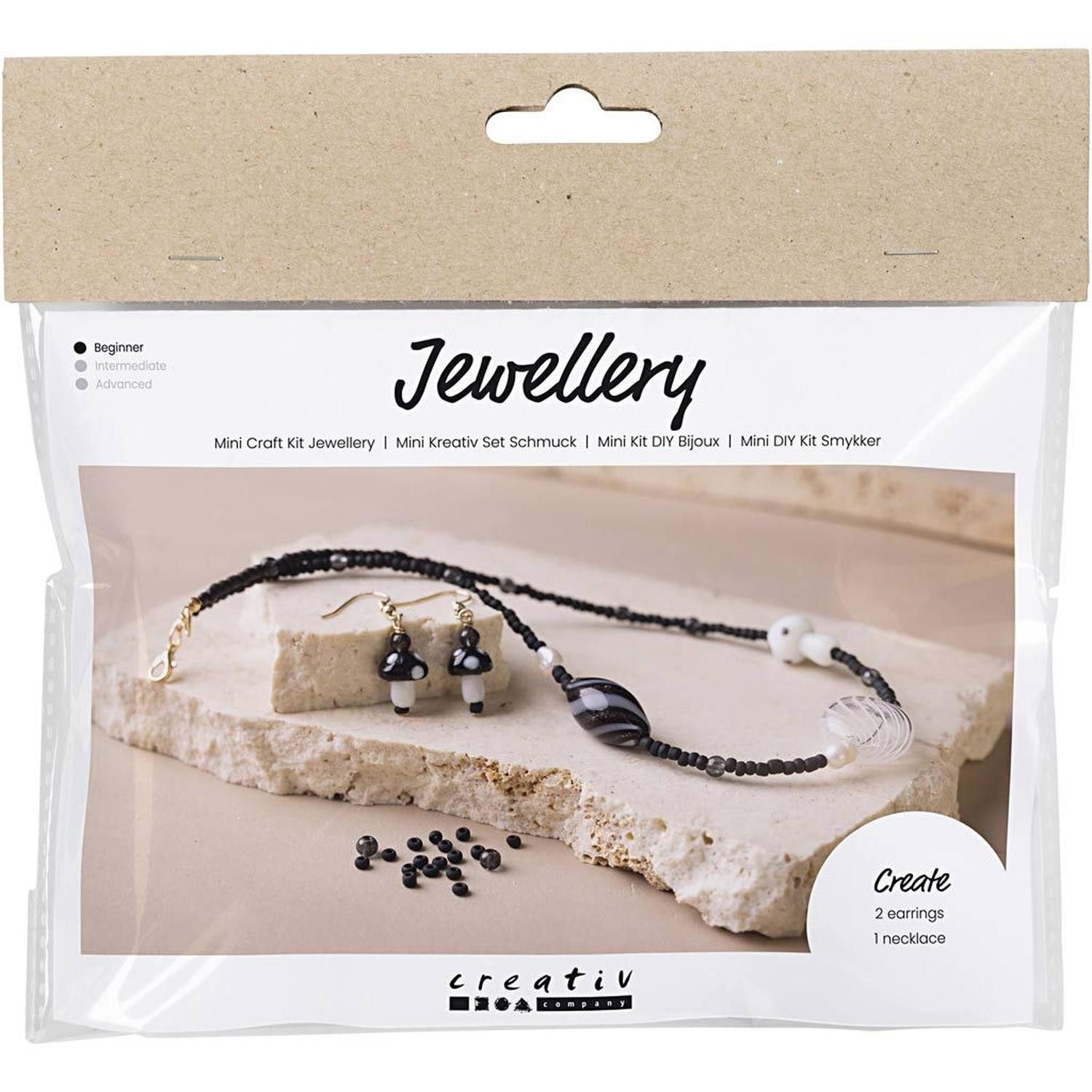 creativ company Kreativset Mini Kreativ Set Schmuck Halskette & Ohrringe Achat Schwarz