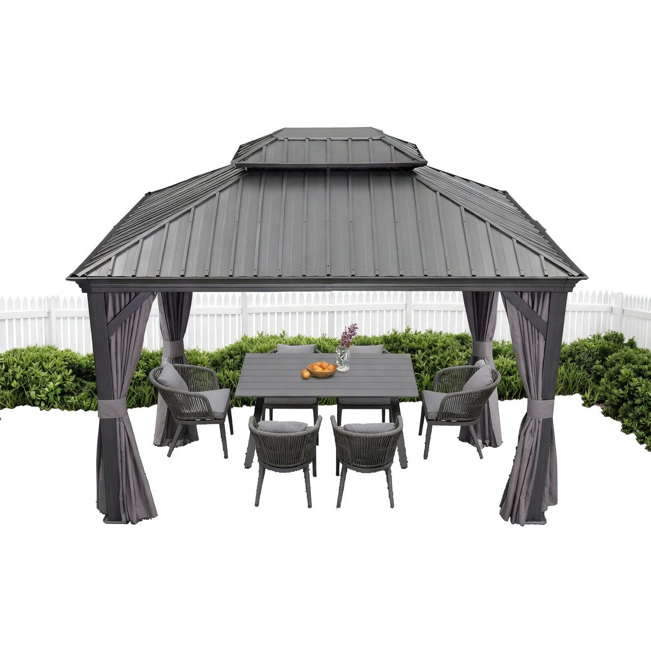 PURPLE LEAF Pavillon Alu Pavillon mit Hardtop Dach für Garten und Terrasse, Grau, Winterfester und wasserdichter Pavillon