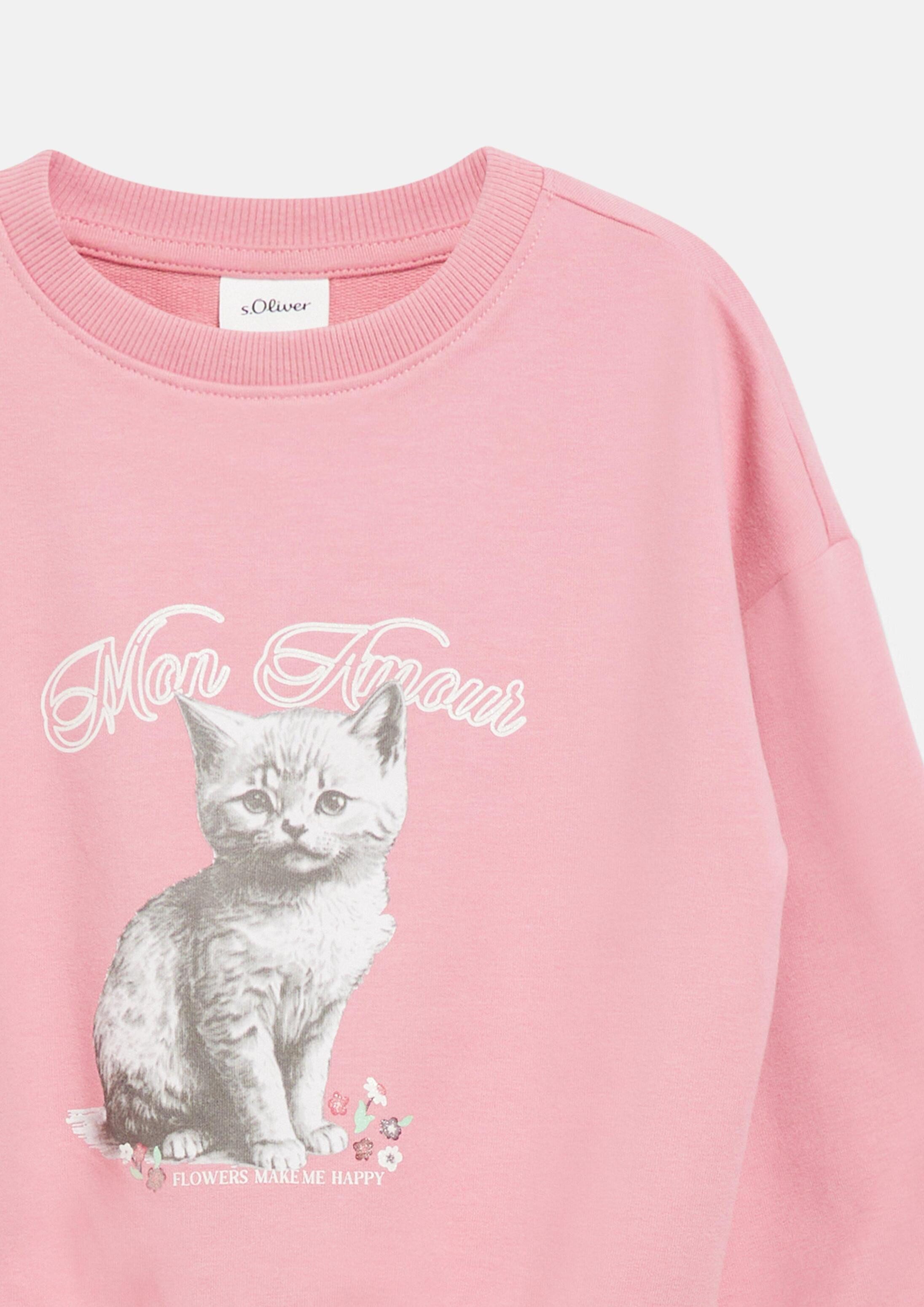 s.Oliver Sweatshirt Sweatshirt Oversize Sweatshirt mit Fotoprint und Glitzer – Bild 4 von 4