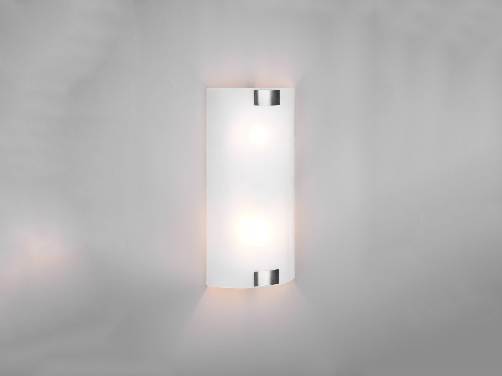 meineWunschleuchte LED Wandleuchte, LED Treppenaufgang für Warmweiß, Glas 40cm Silber flach Designklassiker, Lampenschirm-e H wechselbar, Weiß