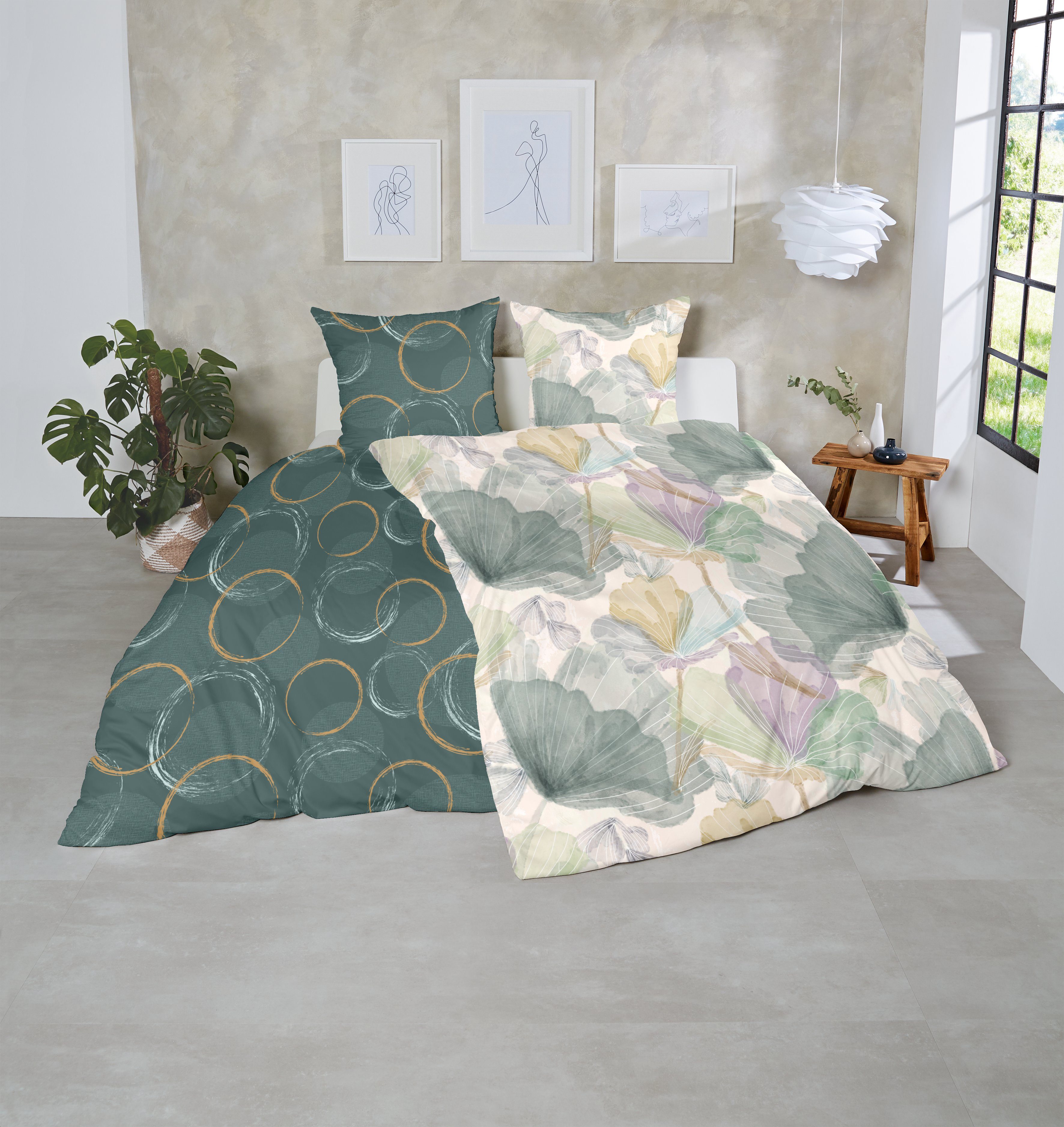 Primera Bettwäsche Mako-Satin -Bettwäsche Lucida, Mako-Satin, 2 teilig, mit frischem Blumendesign – Bild 5 von 5