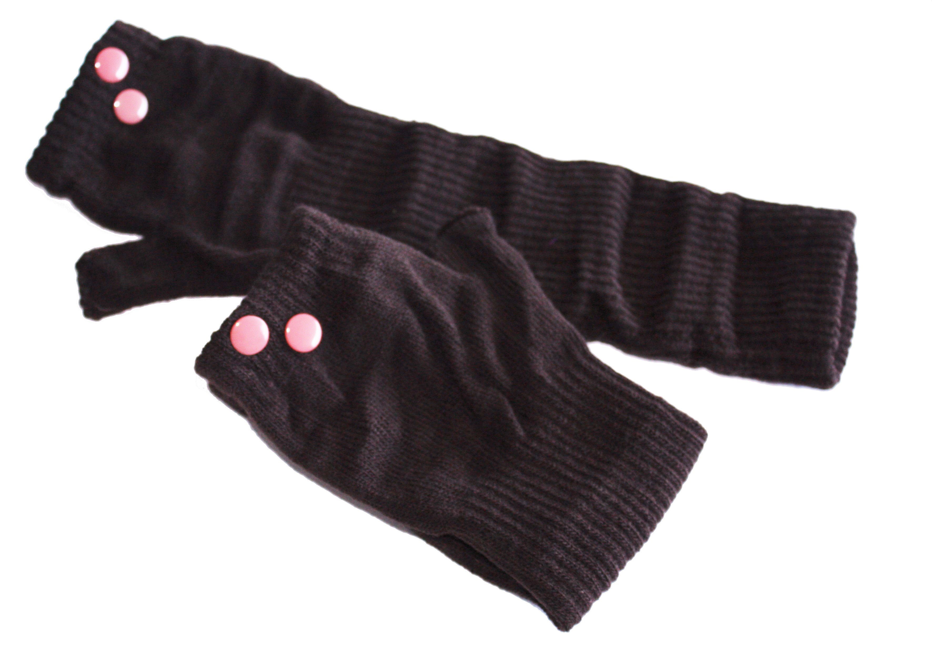 dunkle design Strickhandschuhe Fingerlos Farbwahl mit bunten Nieten Braun Nieten Braun
