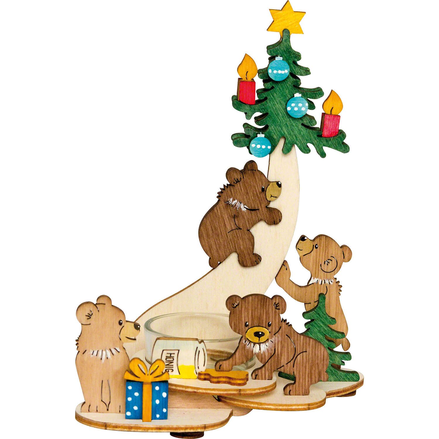 Kuhnert Schwibbogen Bastelset Teelichthalter Bärenkinder (8,5cm) von Drechs günstig online kaufen