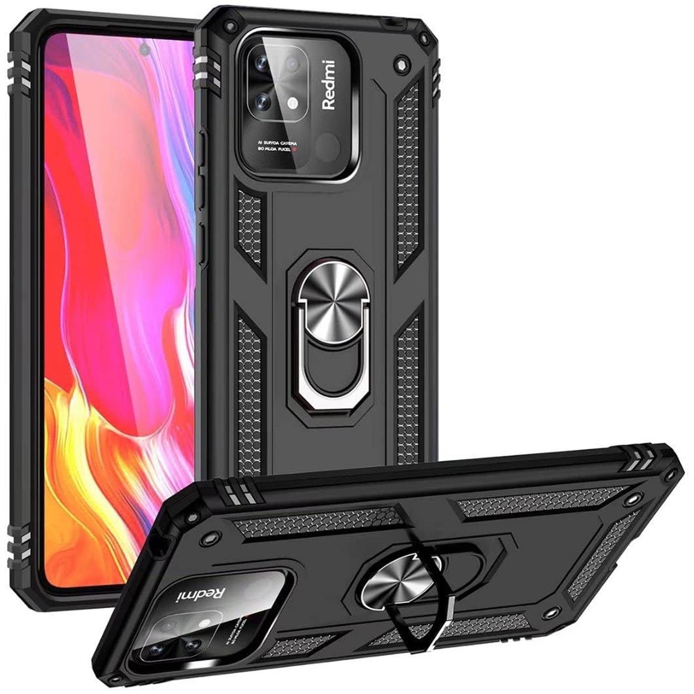 CoolGadget Handyhülle Armor Shield Case für Xiaomi Redmi 10C 6,54 Zoll, Outdoor Cover Magnet Ringhalterung Handy Hülle für Redmi 10C