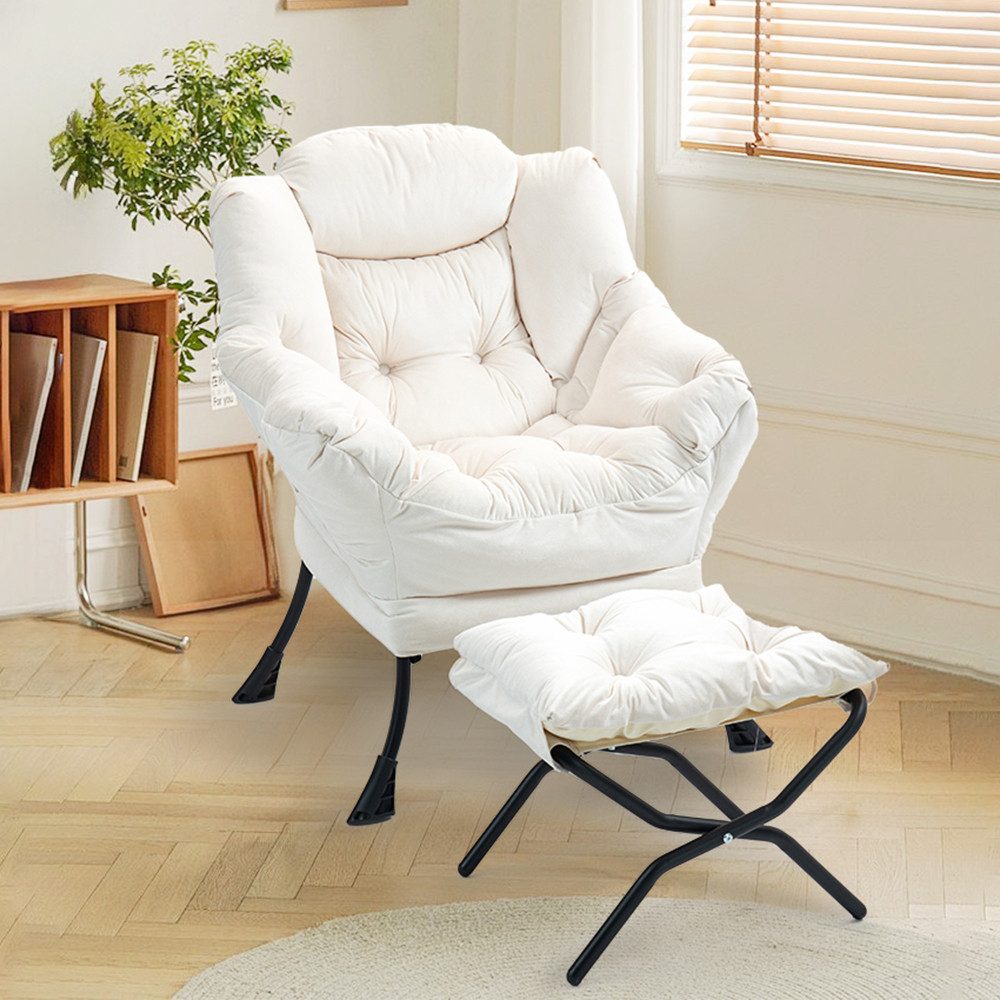 BBWL Sofa mit klappbarem Fußhocker, Samtpolster und Seitentasche Komfortabler, Lazy Chair Relaxsessel für Wohnzimmer, Schlafzimmer, Balkon