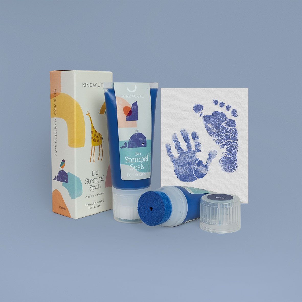 KINDACUTE Bastelfarbe Bio Stempelspaß 50ml Tube, Für Hand- und Fußabdrücke