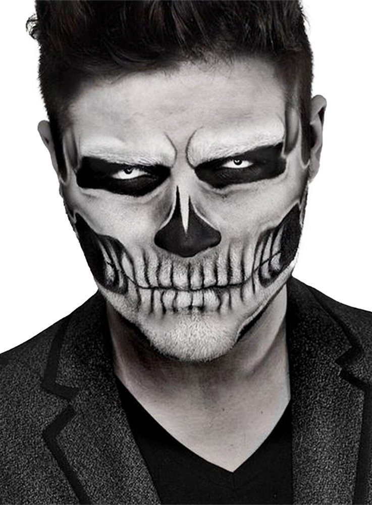 Metamorph Театральний грим Skelett Klebetattoo Aufkleber für Halloween Kostüm, Tattookleber machen Dein Gesicht denkbar einfach zu einem Totenschäde