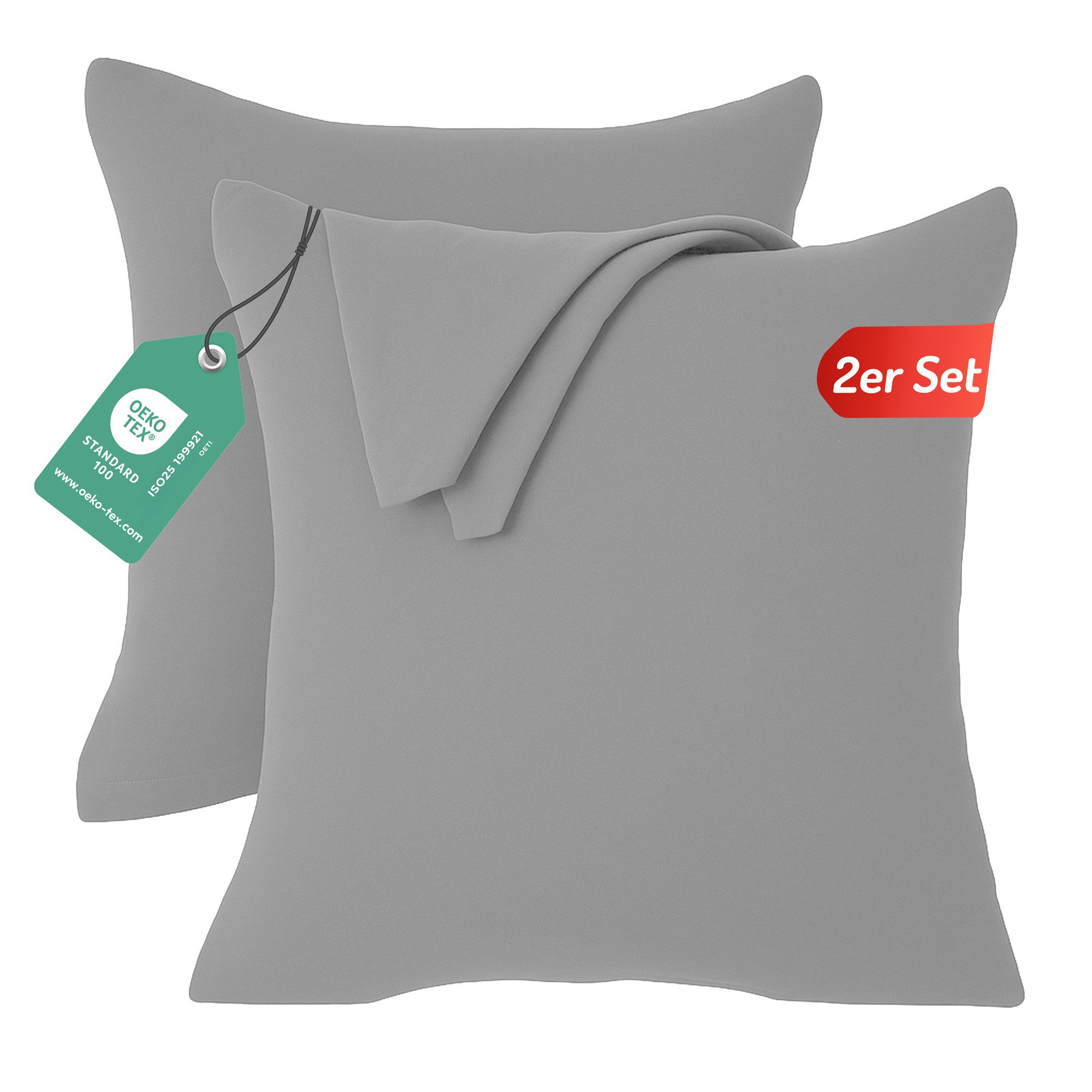 livessa Kissenbezug 2er Set Kissenbezug - Verdeckter Reißverschluss - Kopfkissenbezug, %100 Baumwolle Jersey Stoff 140 g/m², Ultra Weich und Atmungsaktiv