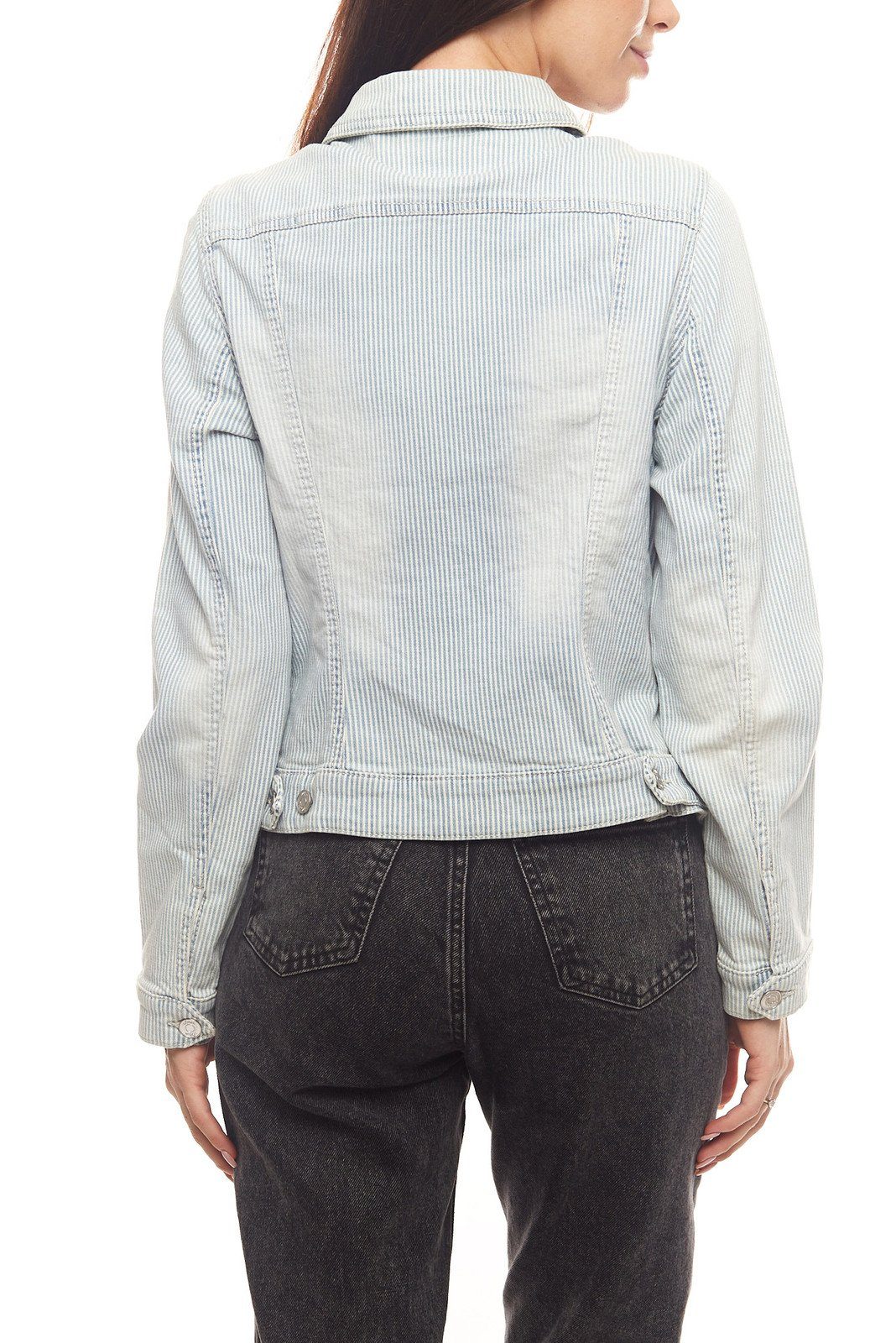 Frühlings-Jacke s.Oliver Damen mit angesagte Streifenmuster s.Oliver Jeans-Jacke Blau/Weiß Jeansjacke Freizeit-Jacke