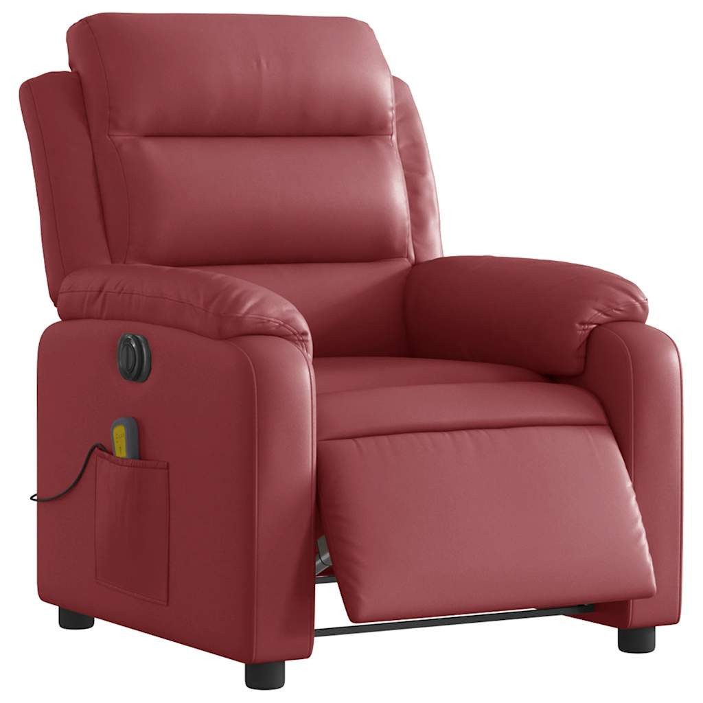 vidaXL Sessel Massagesessel Elektrisch Weinrot Kunstleder günstig online kaufen