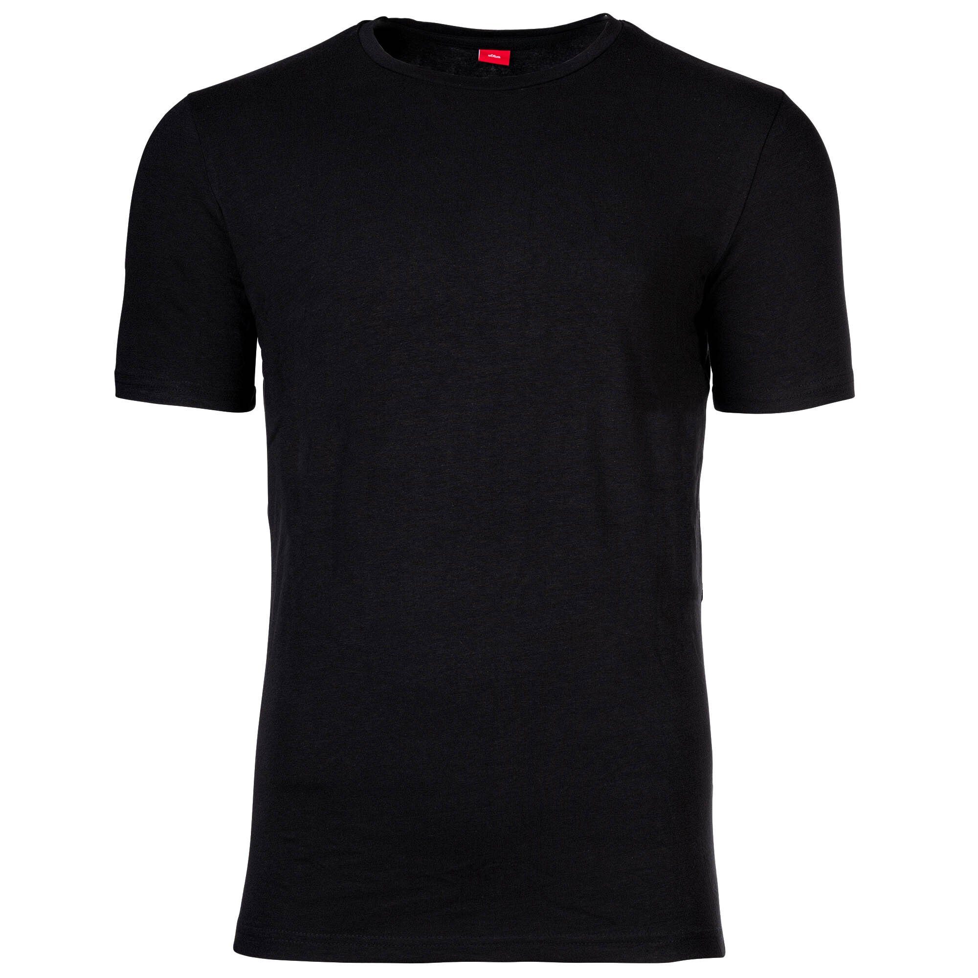 s.Oliver T-Shirt Herren T-Shirt, 4er Pack Schwarz Basic, Rundhals 