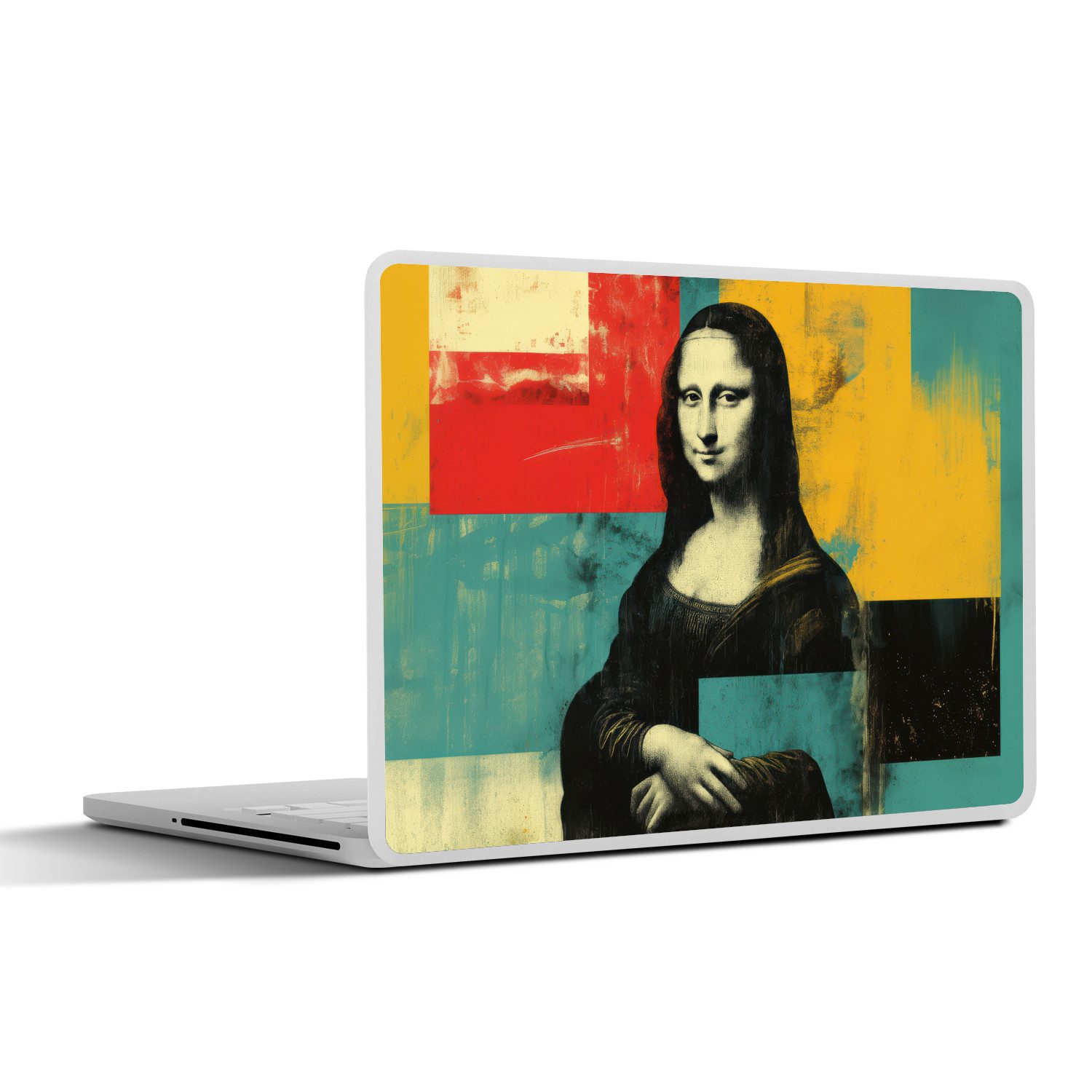 MuchoWow Laptop-Aufkleber Frau - Farbfelder - Klassische Malerei, (1tlg), Aufkleber Geeignet für Laptops, Schutz vor Kratzern, Sticker, 31x22 cm