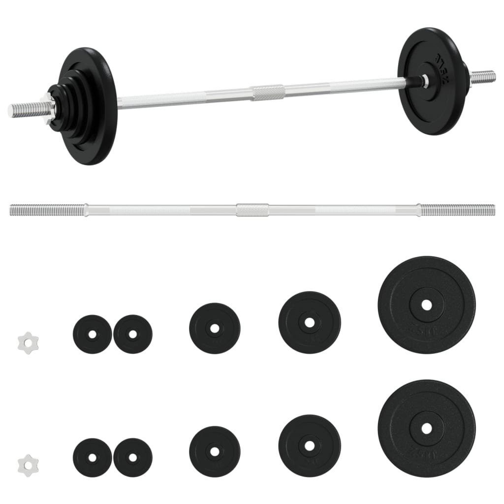 Hantel vidaXL Langhantel Fitness kg Set Gewicht Training Gewichten 30 mit Kraftsporr