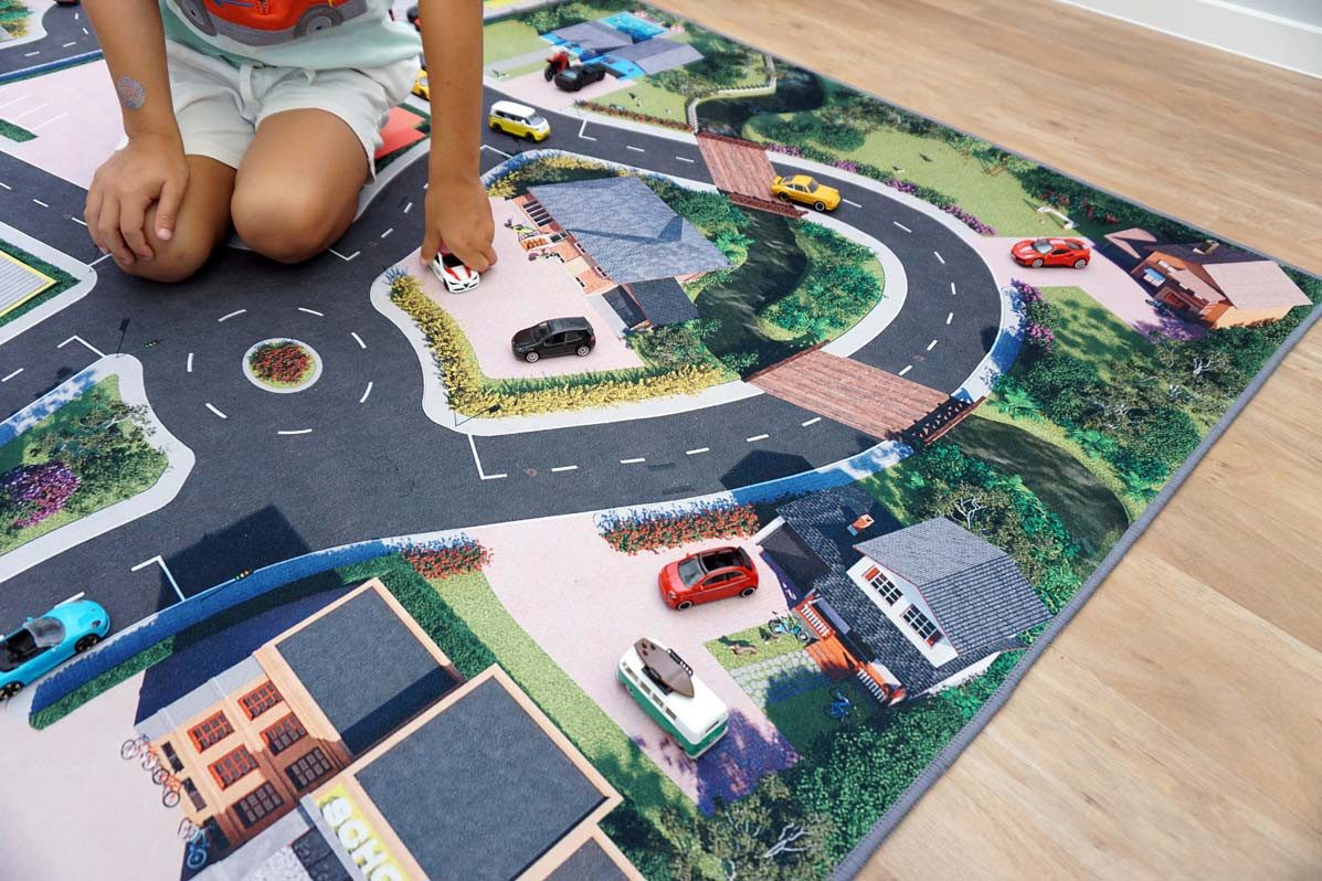 SkippiDoo Kinderteppich Straßenteppich Spielteppich Kinderzimmer Teppich Autoteppich, rechteckig, Höhe: 5 mm, keine sich wiederholende Motive, Antirutsch