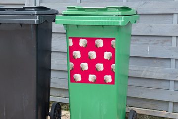 MuchoWow Wandsticker Knoblauch - Gemüse - Muster - Rot (1 St), Mülleimer-aufkleber, Mülltonne, Sticker, Container, Abfalbehälter