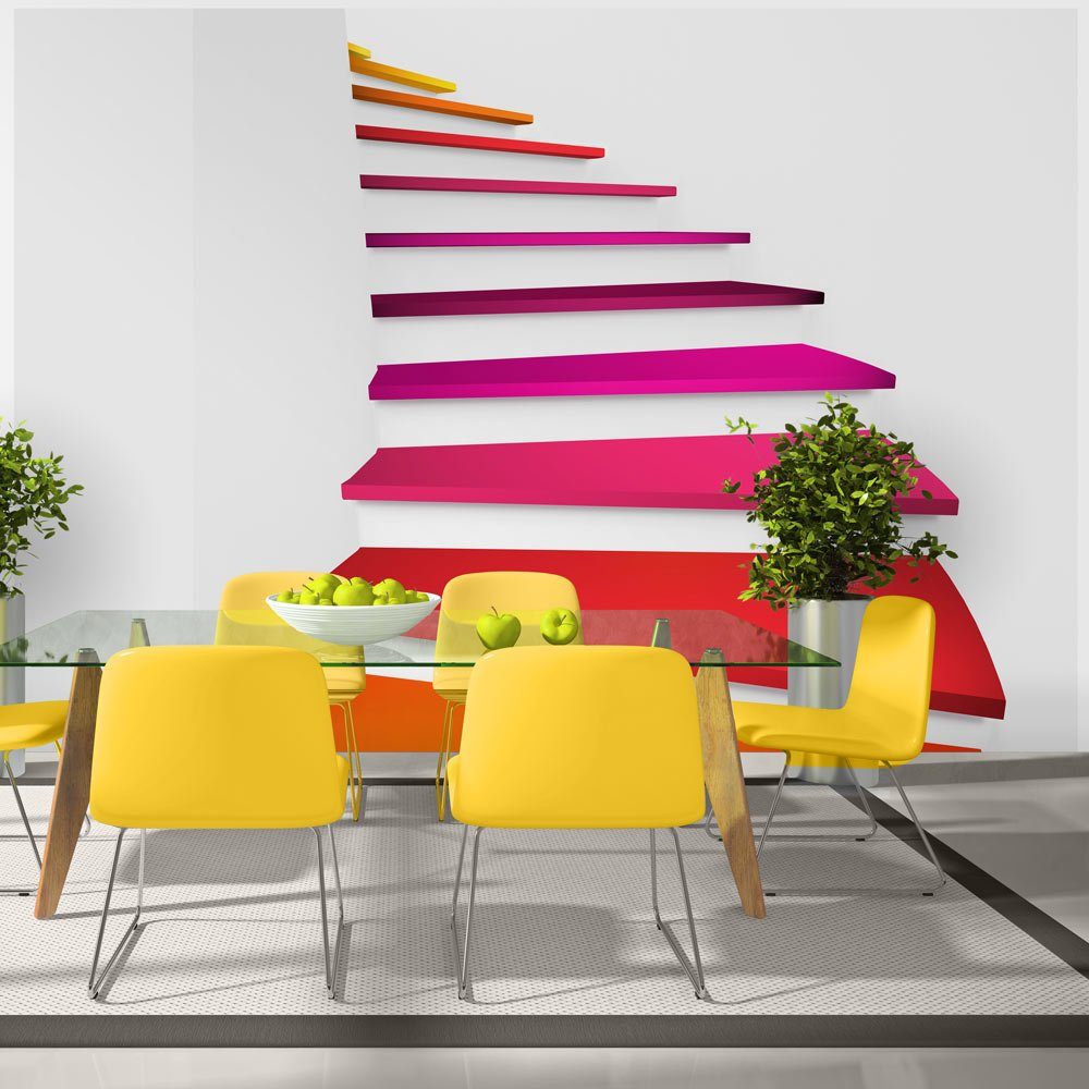 KUNSTLOFT Vliestapete Colorful stairs 1x0.7 m, halb-matt, lichtbeständige Design Tapete