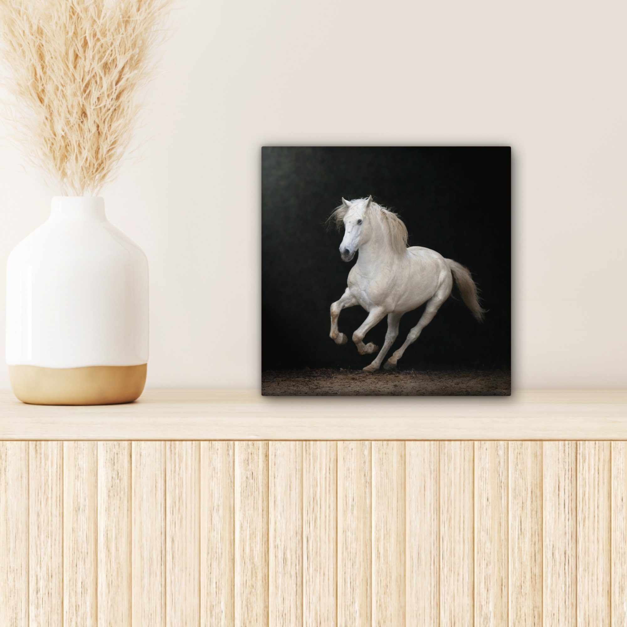 OneMillionCanvasses® Leinwandbild Pferde Schlafzimmer, für Porträt, Wohnzimmer - (1 St), Schwarz cm 20x20 - Bilder Leinwand