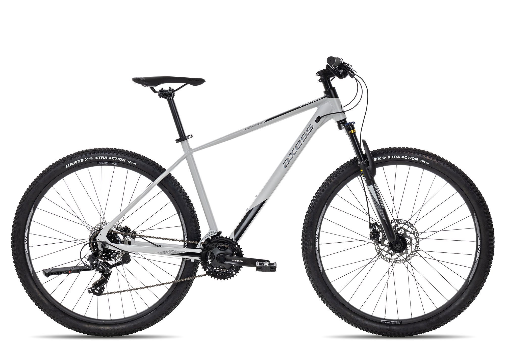 Axess Mountainbike RYSE, 21 Gang Shimano Tourney TY300D 7 speed Schaltwerk, Kettenschaltung, MTB-Hardtail Herrenrad 27,5 Zoll schwarz/grau