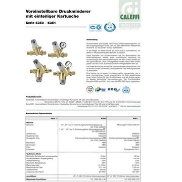 Caleffi Wasser-Druckminderer Druckminderer 1 1/2 Zoll DN40 Wasser Set mit Manometer