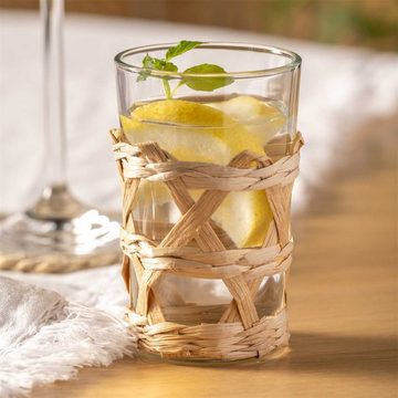 LEONARDO Glas Trinkglas 220 ml beige mit Geflecht GARDA, Glas, Wasserglas Saftglas