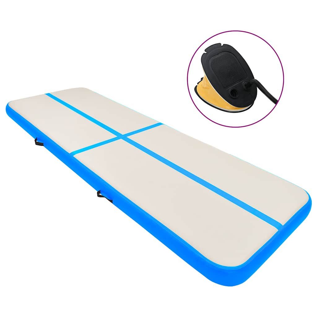 Gymnastikmatte Aufblasbare Gymnastikmatte mit Pumpe 800x100x15 cm PVC Blau