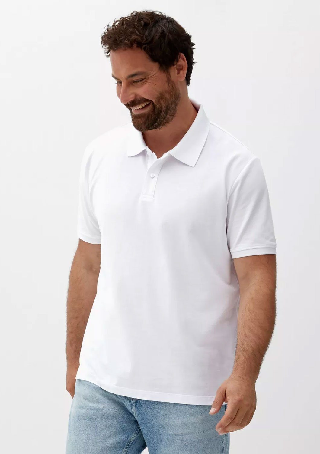Weiß Köpfe, s.Oliver Logostickerei Kragen, Size (1-tlg) Big Poloshirt