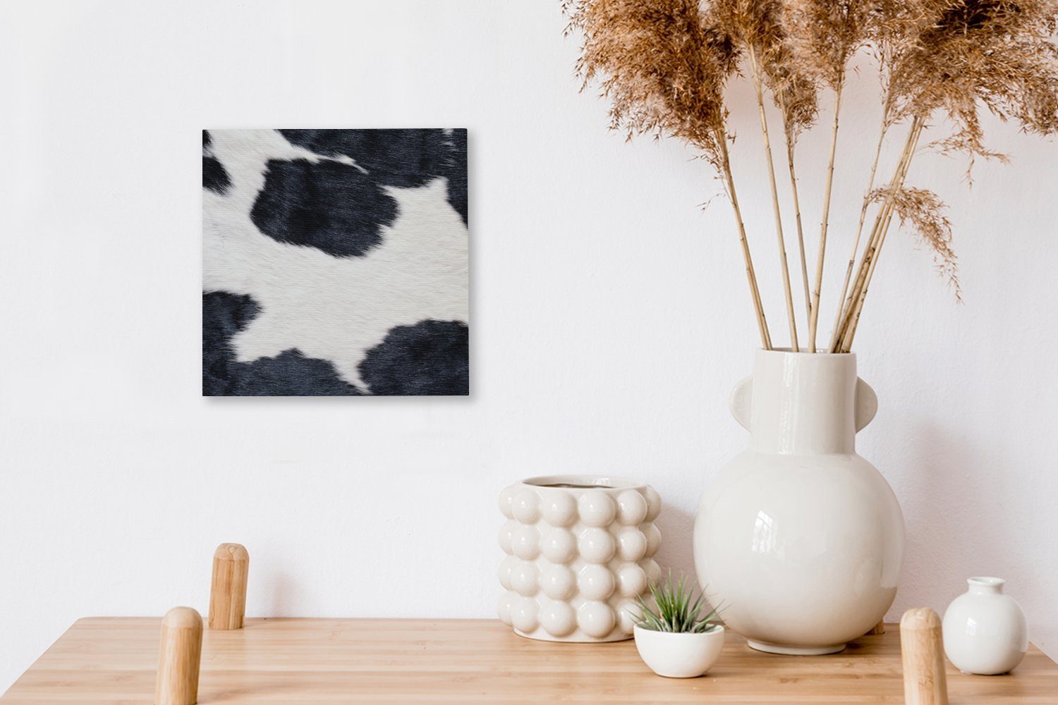 OneMillionCanvasses® Leinwandbild Bild einer für schwarzen Wohnzimmer Leinwand (1 Schlafzimmer und St), Kuhhaut, weißen Bilder